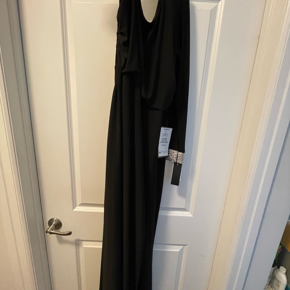 Elegant Black Evening Gown bedazzled cuff.
